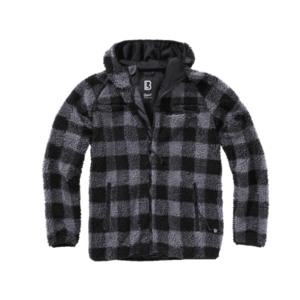 Brandit fleece kapucnis kabát Teddyfleece Worker, fekete/szürke kép