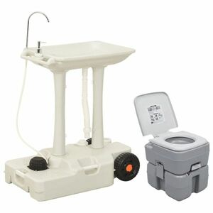 vidaXL hordozható kemping-WC és -kézmosóállvány kép