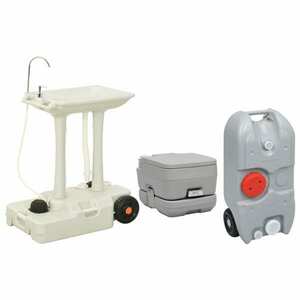 vidaXL hordozható kemping-WC és -kézmosóállvány víztartállyal kép