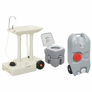 vidaXL hordozható kemping-WC és -kézmosóállvány víztartállyal kép