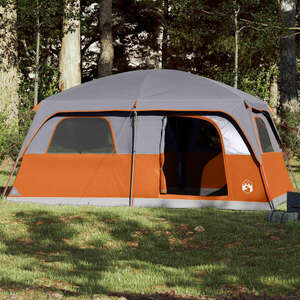 vidaXL 10 személyes szürke és narancssárga vízálló családi sátor kép