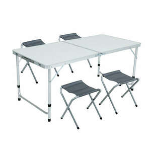 AGIS Kemping szett, asztal + 4db szék - fehér kép