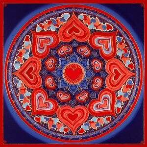Mandala hűtőmágnes - Szeretet kék piros kép