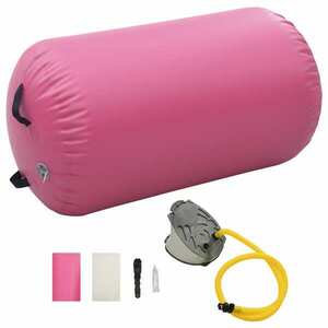 vidaXL rózsaszín PVC felfújható tornahenger pumpával 100 x 60 cm kép