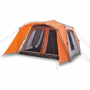 vidaXL 9 személyes szürke és narancs felugró családi sátor tornáccal kép