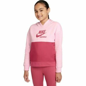 Nike NSW HERITAGE FT HOODIE G Lány pulóver, rózsaszín, méret kép