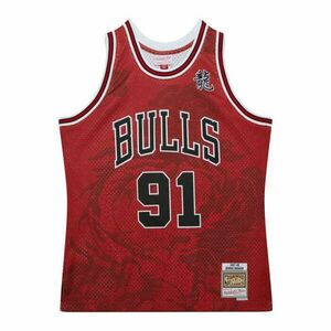 Mitchell & ness nba asian heritage 6.0 fashion swingman jersey chicago bulls 1997 dennis rodman kosárlabda mez férfi piros xl kép