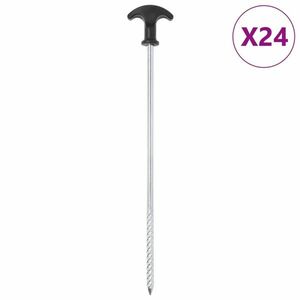 vidaXL 24 db horganyzott acél sátorcövek 30 cm Ø7 mm kép