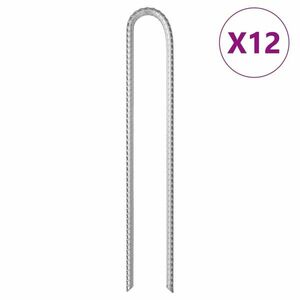 vidaXL 12 db U-alakú horganyzott acél sátorcövek 37 cm Ø10 mm kép