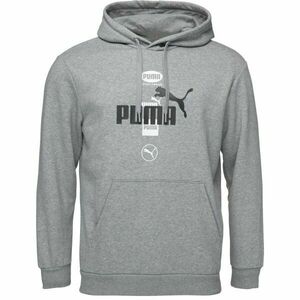 Puma POWER GRAPHICS HOODIE FLEECE Férfi pulóver, szürke, méret kép