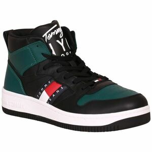 Tommy Hilfiger LEATHER MID CUT BASKET Férfi szabadidőcipő, sötétzöld, méret kép