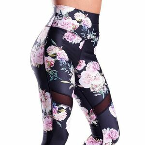 Női leggings Mesh FLOWERS - Iron Aesthetics, fekete kép