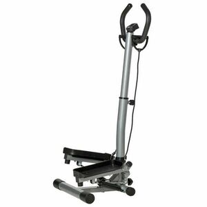 Homcom Fitness Stepper, állítható kormány, LCD kijelző, acél/ABS, 55x53x118-128 cm, fekete/ezüst kép