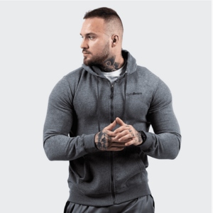 GymBeam Zipper Hoodie Grey Black pulcsi kép