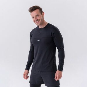 NEBBIA Men‘s T-shirt Long-Sleeve Layer Up Black kép