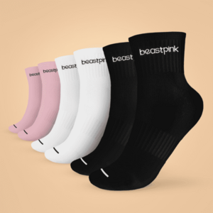 BeastPink Midhigh Socks 3Pack zokni White Black Pink kép