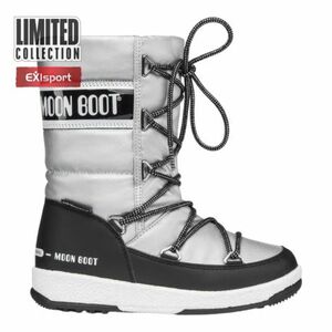 Lányok magas téli csizma MOON BOOT Girl Quilted WP silver black kép