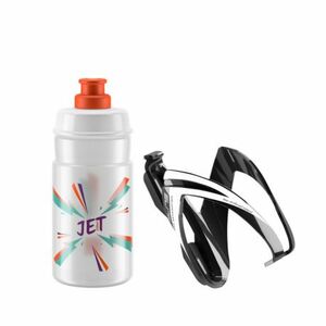 Kerékpáros palack ELITE KIT CEO black glossy + bottle JET 350 ml clear orange logo kép