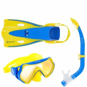 Junior búvár snorkeling készlet AQUALUNG SET HERO YELLOW BLUE LENS MIRROR kép