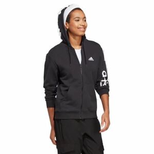 Női pulóver cipzárral ADIDAS W LIN FT FZ HD-IC6863-black white kép