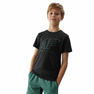 Fiú edző ing rövid ujjal 4F JUNIOR TSHIRT FNK-4FJWSS24TFTSM691-20S-DEEP BLACK kép