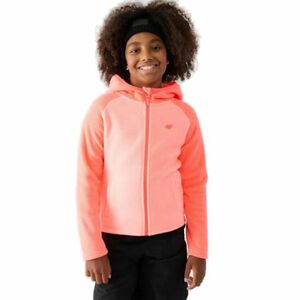 Cipzáros, gyapjú lány pulóver 4F JUNIOR FLEECE-JWAW24TFLEF208-64N-SALMON CORAL NEON kép