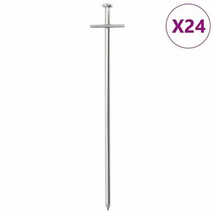 vidaXL 24 db horganyzott acél sátorcövek 23 cm Ø6 mm kép