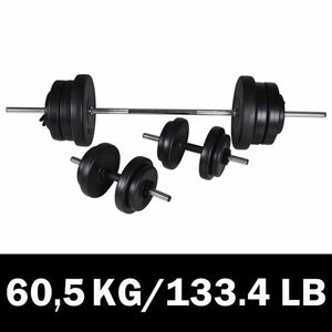 vidaXL Kétkezes súlyzó + 2 egykezes súlyzó szett 60, 5 kg kép