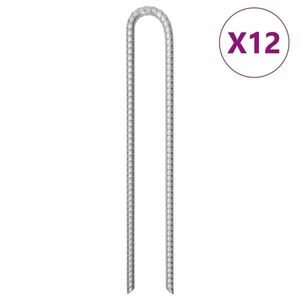 vidaXL 12 db U-alakú horganyzott acél sátorcövek 41, 5 cm Ø12 mm kép