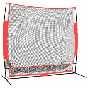 vidaXL hordozható fekete/piros poliészter baseballháló 215x107x216 cm kép