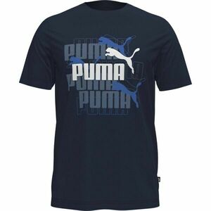 Puma GRAPHICS MULTIPLE LOGO TEE Férfi póló, sötétkék, méret kép