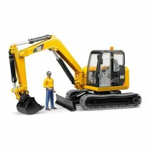 BRUDER MINI EXCAVATOR WITH DRIVER Mini markológép modell, sárga, méret kép