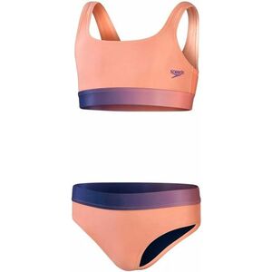 Speedo contrast band 2 piece girl soft coral/miami lilac 152cm kép