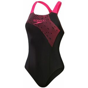 Speedo medley logo 1 piece black/electric pink m - uk34 kép