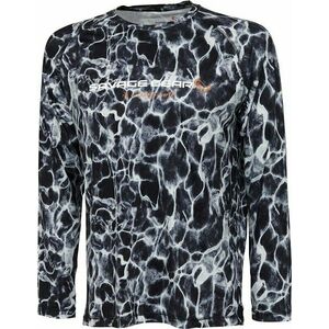 Savage Gear Horgászpóló Night UV Long Sleeve T-Shirt Black Waterprint M kép