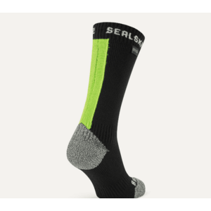 Sealskinz Waterproof All Weather Mid Length Sock With Hydrostop Black/Neon Yellow M Kerékpáros zoknik kép