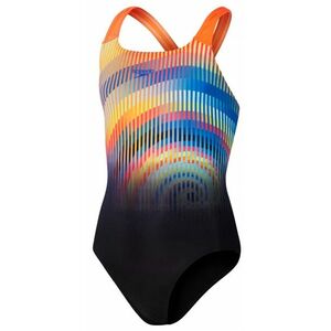 Speedo printed placement powerback girls black/orange 128cm kép
