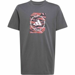 adidas CAMO LOGO TEE Fiú póló, sötétszürke, méret kép
