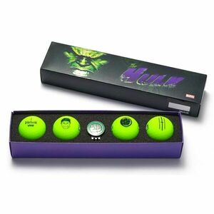 VOLVIK GB MARVEL HULK SET 4 BALLS + 1 BALLMARKER Golflabda, fényvisszaverő neon, méret kép