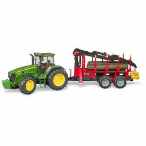 BRUDER JOHN DEERE WITH FORESTRY TRAILER Traktor pótkocsival és farönkökkel, mix, méret kép