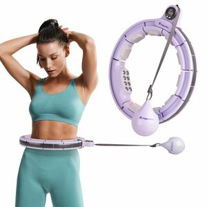 Hullahopp karika súllyal inSPORTline Weight Hoop Pro 69-105cm, 1.2kg, 41cm átmérő, bütykös, mágneses, szétszedhető, állítható méret, LCD kijelzővel kép