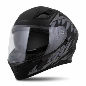 Motoros bukósisak Cassida Orbit StriX fekete matt/szürke, dioptriás vagy napszemüveg használatához alkalmas , tanúsítvány, polikarbonát hél, napellenző kép