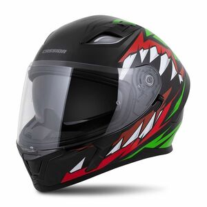 Motoros bukósisak Cassida Orbit StriX piros/zöld/szürke/fehér/fekete, pinlock 70 fólia előkészítés, polikarbonát héj, napellenző kép