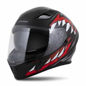 Motoros bukósisak Cassida Orbit StriX piros/szürke/fehér/fekete, dioptriás vagy napszemüveg használatához alkalmas , kivehető bélés, polikarbonát héj, tanúsítvány kép