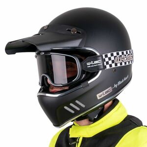 Motoros bukósisak W-TEC Black Heart Retron Chesster szemüveggel retro dizájn, füstölt üveg, állszellőzés kép