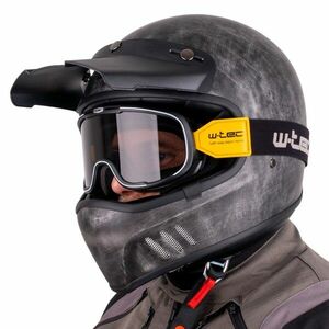Motoros bukósisak W-TEC Retron Chesster szemüveggel retro kivitel, karcolásgátló bevonat, állszellőzés kép