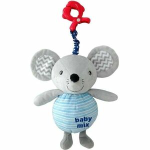 BABY MIX MOUSE Plüssjáték játékszerkezettel és akasztócsipesszel, szürke, méret kép