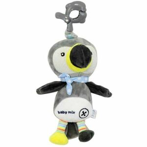 BABY MIX TOUCAN Plüssjáték játékszerkezettel és akasztócsipesszel, szürke, méret kép