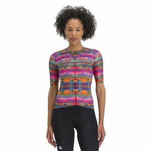 Rövid ujjú női kerékpáros mez SPORTFUL Glitch w bomber jersey, multicolor pink kép