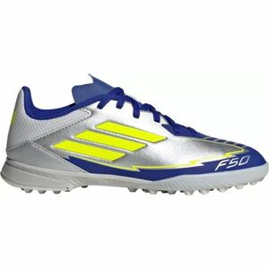 Gyepfutballcipő fiúknak ADIDAS F50 League Messi Jr TF silver metallic solar yellow lucid blue kép